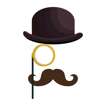 hat with glasses and mustache hipster style vector illustration design