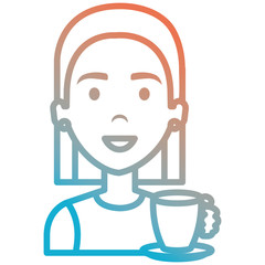 beautiful woman with coffee cup avatar character vector illustration design