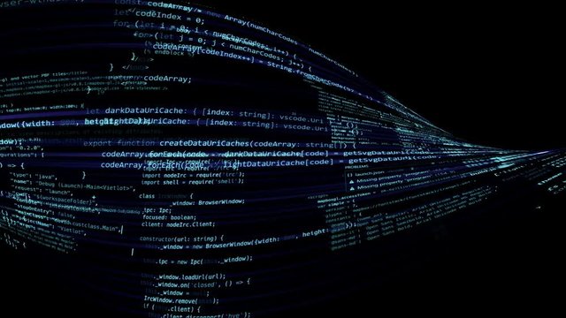The abstract code moves in the virtual space. looped