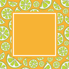 Colourful template of poster for Summer Sale with hand drawn limes. Vector.