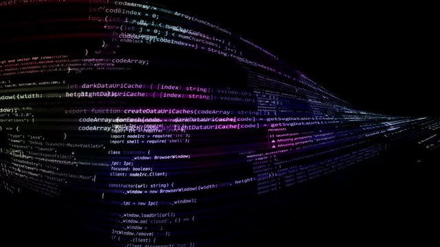 The abstract code moves in the virtual space. looped