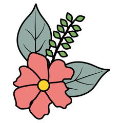 Fototapeta premium flower and leafs decorative icon vector illustration design