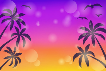 Fototapeta na wymiar Summer - multicoloured poster with palms and copyspace. Vector.