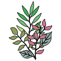 branch with leafs decorative icon vector illustration design