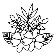 flower and leafs decorative icon vector illustration design