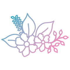 flower and leafs decorative icon vector illustration design