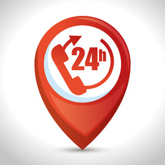 delivery service with 24 hours pin vector illustration design