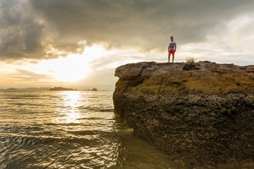 Brown sunset at Ao Nang Beach, Krabi, Thailand