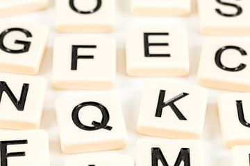 some letters on plastic boards isolated on white background