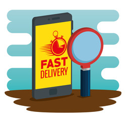 delivery service with smartphone vector illustration design