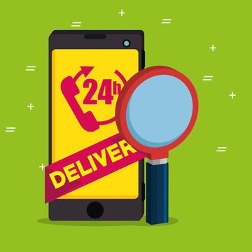 delivery service with smartphone vector illustration design