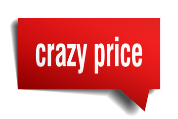 crazy price red 3d speech bubble