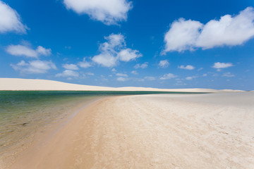 White sand dunes panorama from Lencois Maranhenses National Park, Brazil.