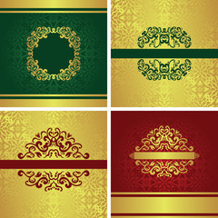 Fototapeta na wymiar Vintage background for your design. Set of templates for decoration in other colors. Retro background
