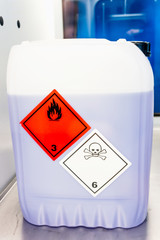 Toxic laboratory chemical and medical liquid waste. Plastic waste and ecology