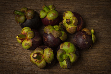 mangosteen group on old wood