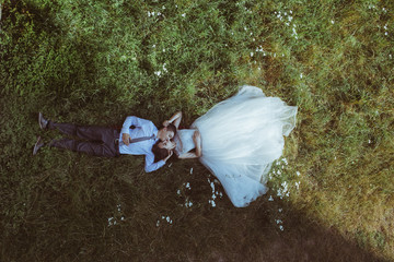 A bride preparing to be married, drone