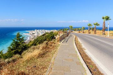 Coastal promenade with view of Rhodes bay. Greece