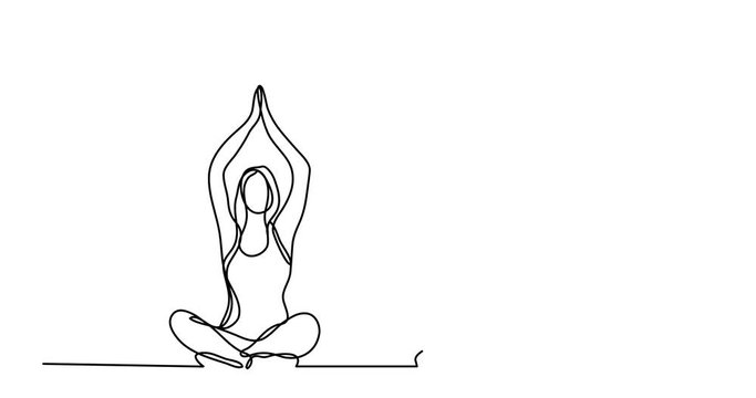 Self drawing animation of man woman doing yoga - continuous line drawing