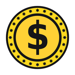 Dollar coin vector icon, USA money symbol, sign.