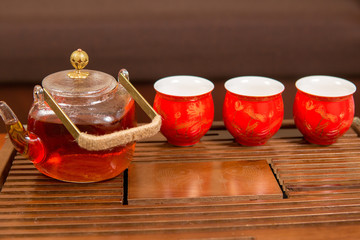 Chinese tea ceremony, Puer tea in assortment	