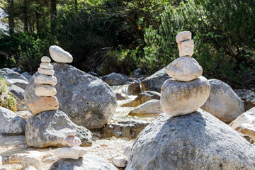 Fototapeta premium stone pile at gorge Aschauklamm, Berchtesgaden, Bavaria