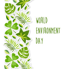 Vector Illustration EPS 10, hand drawn green leaf pattern for environment day