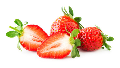 heap of fresh strawberry isolated on white background
