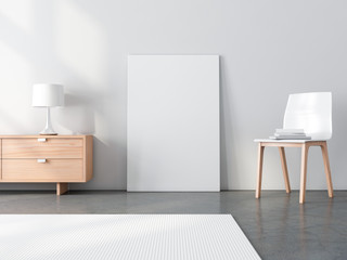 Fototapeta premium Poster Canvas Mockup on the floor in modern interior