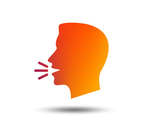 Talk or speak icon. Loud noise symbol. Human talking sign. Blurred gradient design element. Vivid graphic flat icon. Vector