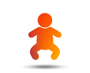 Baby infant sign icon. Toddler boy in pajamas or crawlers body symbol. Child WC toilet. Blurred gradient design element. Vivid graphic flat icon. Vector