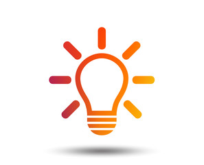 Light lamp sign icon. Idea symbol. Light is on. Blurred gradient design element. Vivid graphic flat icon. Vector