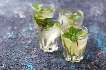 Summer  drink with lime and mint