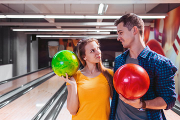 Couple at bowling alley