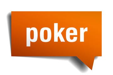 poker orange 3d speech bubble