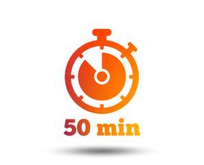 Timer sign icon. 50 minutes stopwatch symbol. Blurred gradient design element. Vivid graphic flat icon. Vector