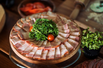Delicious artisanal whole smoked slab bacon.