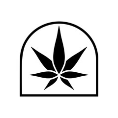 Cannabis silhouette logo. Hemp of emblem. Ganja symbol. Green manufacturing.