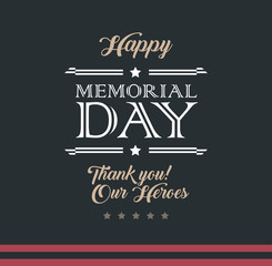 Happy Memorial Day typography military style vector