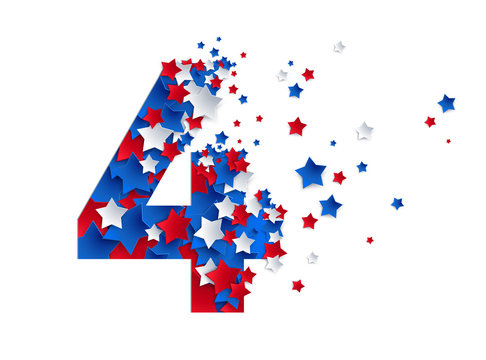 Four digit alphabet character design - flying stars for Fourth of July USA