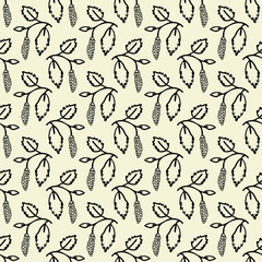 Seamless pattern with catkins