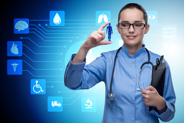 Woman doctor in telemedicine futuristic concept