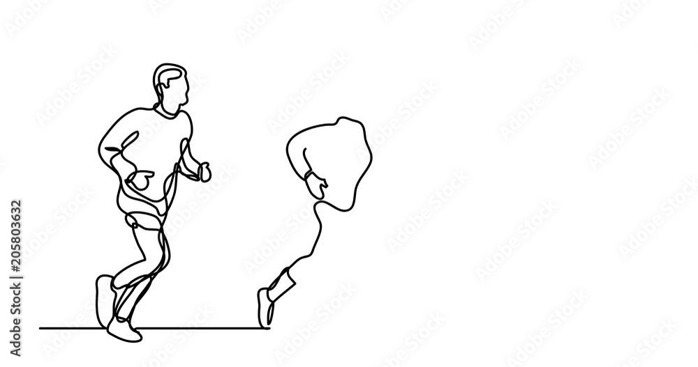 Poster self drawing animation of three runners - continuous line drawing
