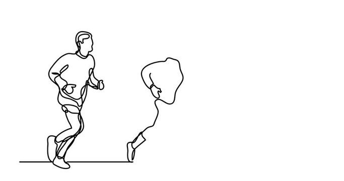 Self drawing animation of three runners - continuous line drawing