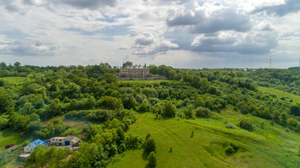 Fototapeta na wymiar Pidhirtsi castle. View of the castle from the height of bird flight