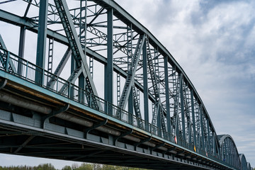 Truss road bridge over Vistula river in Torun, Poland.