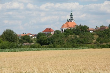 Baroque church in the village Vnorovy, eastern Moravia, Czech republic