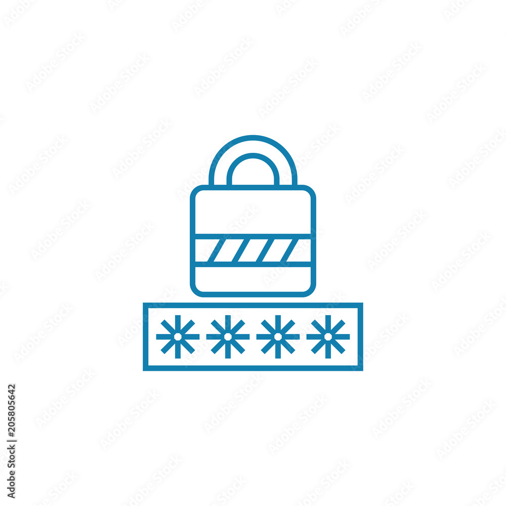 Poster entering password line icon, vector illustration. entering password linear concept sign.