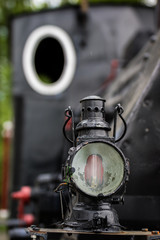 Fototapeta premium Old locomotive lighting. The lamp used to illuminate the road through the old steam locomotives.