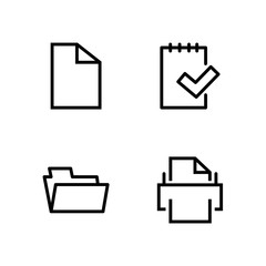 Set print Line icon stock vector illustration. Editable Stroke. 100x100 Pixel Perfect